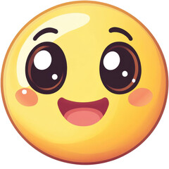 Fototapeta premium AI Image Depicting Expressive Emoticon with Cheerful Grin and Large Eyes on Black Backdrop