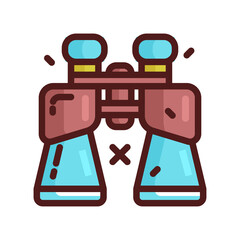 Illustration of Binoculars with Aqua Lenses and Pink Frames Isolated on Transparent Background