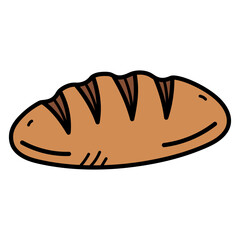Illustration of Brown Bread Loaf with Sliced Top Isolated on Transparent Background Simple Flat Style Graphic Ideal for Food Illustration