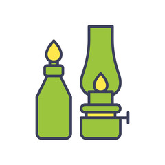 Illustration of Two Green Lamps with Blue Outlines on Transparent Background