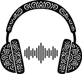 Headphones Mandala | Headphones Silhouette Clipart | Music Mandala