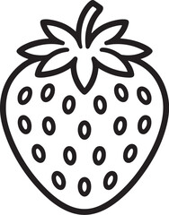 Strawberry on Leaf Line Drawing – Botanical Fruit Outline Vector