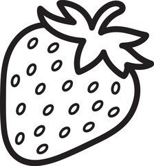 Strawberry Line Art – Simple Fruit Outline Vector Illustration