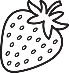 Strawberry Line Art – Simple Fruit Outline Vector Illustration