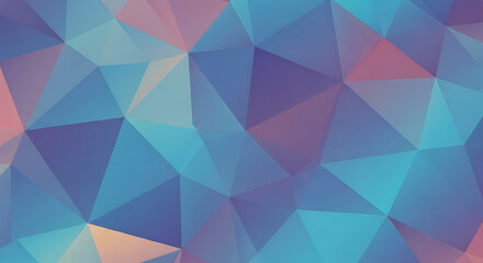 Obraz premium Abstract geometric background featuring a low-poly design with triangles in shades of blue, purple, and pink, creating a modern and polygonal texture.