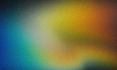 Abstract gradient background with a grainy texture, blending vibrant hues of blue, green, yellow, and orange for a colorful and dynamic visual effect