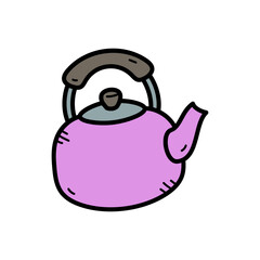 Isolated Pink Kettle on Transparent Background Illustration Style Graphics