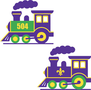 Mardi Gras Train Bundle | Fleur de Lis Train & 504 New Orleans CutFile | Carnival Clipart