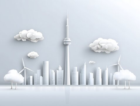Toronto skyline paper cutout showing sustainable urban development