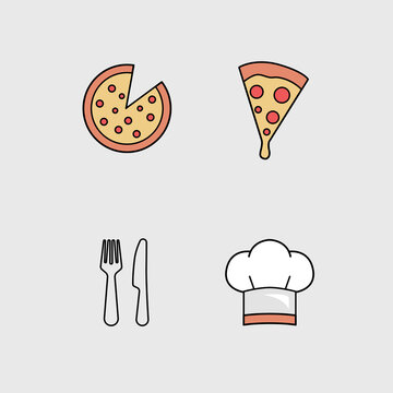 Food icon pack symbols Pizza Fork Knfe Logo
