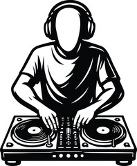 DJ | Turntable Headphones Mixing Deck Silhouette | Music Jockey