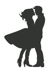 vector illustration silhouette of loving couple