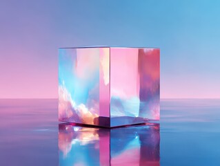 glass of water on blue