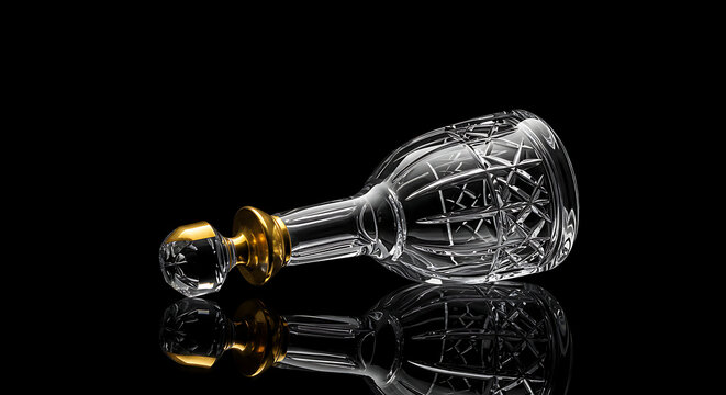 Hand-Cut Crystal Decanter with 24k Gold Stopper for Luxury Wines