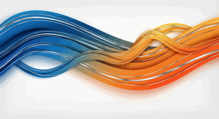 Dynamic intertwined ribbons abstract vector, featuring flowing shapes and vibrant two tone