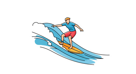 Fototapeta premium Surfer riding a big wave A symbol of skill, balance, and thrill in the ocean's embrace