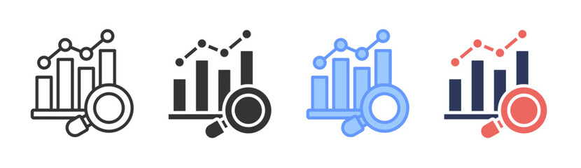 Analysis icon set multiple style collection