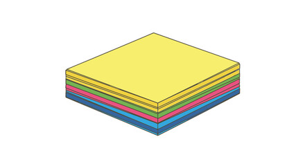 Stack of colorful flat sheets with yellow on top