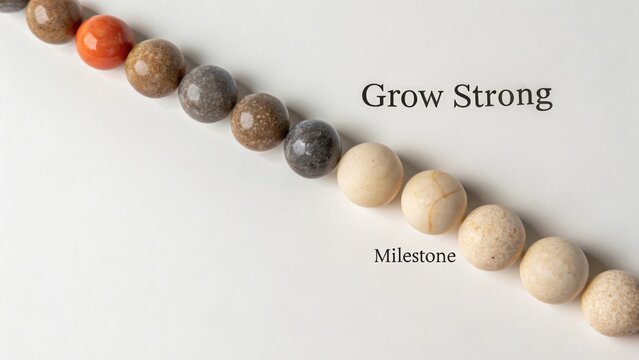 Aligned beads in diagonal pattern showing increasing sizes