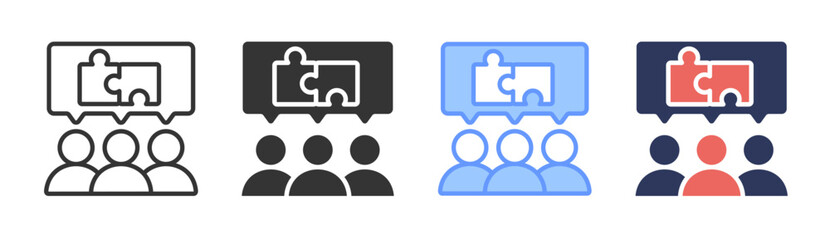 Collaboration icon set multiple style collection