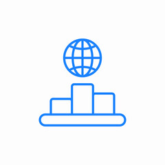 pedestal with globe for leadership and global ranking icon sign vector