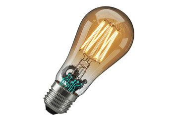Steampunk light bulb PNG isolated on transparent background, vintage technology concept