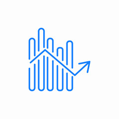 recovery increase graph blue icon sign vector