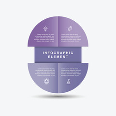 design template infographic element with 4 step and purple color