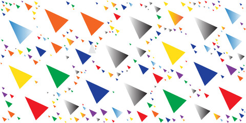 Festive color triangle confetti background. Abstract frame confetti texture for holiday, postcard, poster, website, carnival, birthday, children's parties. Cover confetti mock-up. Wedding card layout