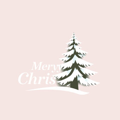 Stylized Christmas tree graphic with snow and 