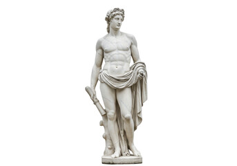 Marble statue of Apollo isolated PNG on transparent background, ancient Greek god sculpture