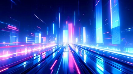 Looping neon trails background.