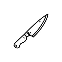 Outline Drawing of Sharp Kitchen Knife on Transparent Background