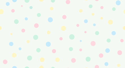 Simple and clean pattern with scattered pastel colored polka dots on, perfect for baby or childrens themes