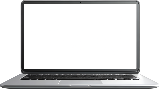 Laptop computer with blank screen isolated on transparent background Remove png