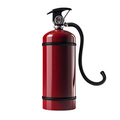 Obraz premium Sleek and modern fire extinguisher in vibrant red stands out against white backdrop