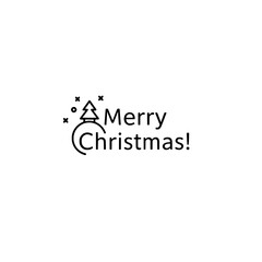 Icon with "Merry Christmas!" and tree symbol representing holiday joy and festive greetings