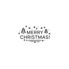 Icon with "Merry Christmas!" surrounded by festive decorations representing holiday greetings and cheer