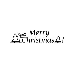 Icon with "Merry Christmas!" featuring Christmas trees and a bow representing festive greetings and celebration