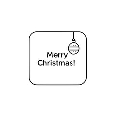 Icon with "Merry Christmas!" and hanging ornament representing festive greetings and holiday decoration