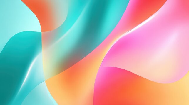 Modern abstract gradient with turquoise orange pink flowing colors background, soft blurred waves design for wallpaper presentation backdrop creative graphics and digital art photography
