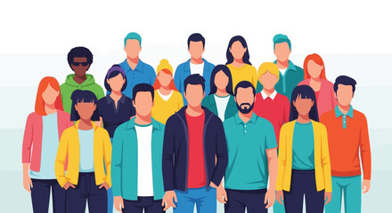 Diverse collection people standing together in colorful, representing unity and community