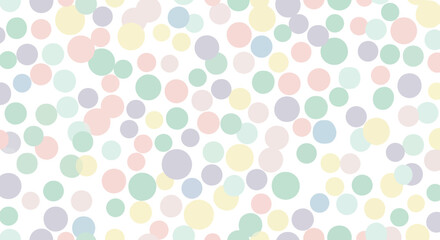 Soft pastel colored polka dots scattered on, abstract pattern