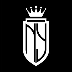 NY Vector logo initials shield with royal crown minimalist, elegant style
