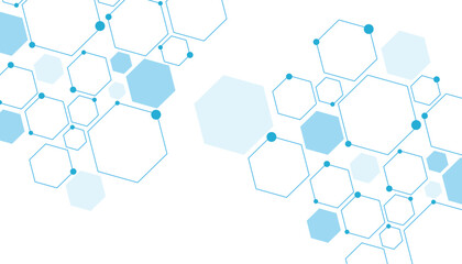 Science network pattern blue Hexagonal abstract background. Big Data Visualization structure elements . Health care and science medical pattern innovation. Template design with concept Dots and lines.