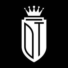 OT Vector logo initials shield with royal crown minimalist, elegant style