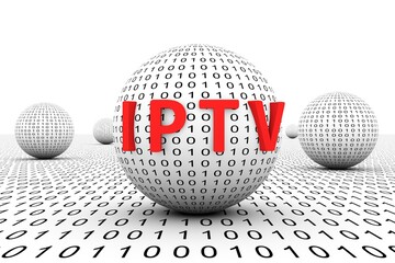 IPTV conceptual sphere binary code 3d illustration