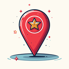 Location Pin with Star Icon Navigate to Your Favorite Place