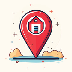 House Icon in Location Pin Find Your Home, Property Search, Real Estate, Navigation