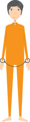 Pixelated Character in Orange Prison Uniform with Handcuffs on Transparent Background Depicting Incarceration and Justice Pixel Art Style for Digital Designs